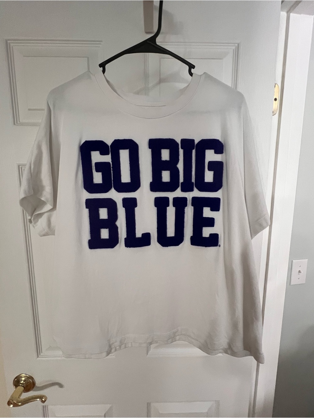 Stewart Simmons White T-Shirt with Blue 'GO BIG BLUE' Lettering